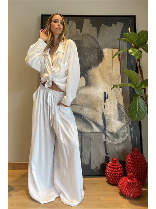 Pantalone palazzo in lino DIECI MINUTI | 116861